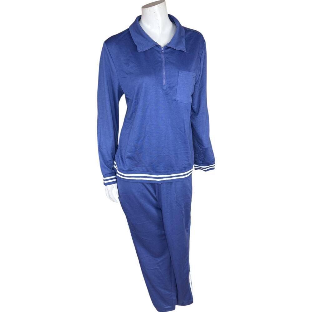 MUK LUKS Regular French Terry 1/4-Zip &‎ Jogger Track Suit Deep Blue Medium
